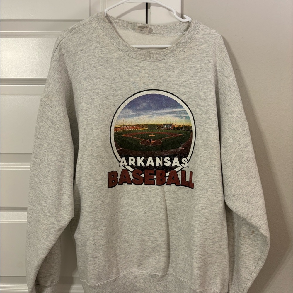 Hanes Gray Arkansas Baseball Sweatshirt